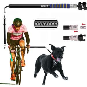 Dog Bike Leash Attachment,Second Generation Built-in Shock Absorption System Adjustable Leash Length Running slatmill for Large Small Dogs Harness Accessories, Black