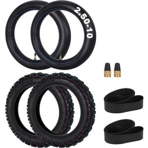 2.50-10 Dirt Bike Tire, 2.5-10" Off-Road Tires and 2.5/2.75-10 Dirt Bike Inner Tubes with TR4 Straight Valve Stem for Off-Road Motorcycle XR50 CRF50 PW50 JR50 DRZ70 2 Pack