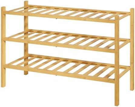 Kitsure Bamboo Wooden Shoe Rack for Closet - Stackable Shoe Organizer with Modular Structure, Space-Saving Shoe Shelf for Entryway, Living Room, Bedroom, 26.8" x 11" x 18.9", Natural