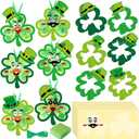 Tinlade 24 Pcs St Patricks Day Crafts Kit Lucky Shamrock Suncatcher Craft Irish Day Window DIY Tissue Paper Suncatcher Decoration Ornament for Classroom St Patricks Party Favor Supplies, 6.9 x 5.9 inches