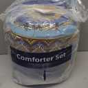 Cottolester Boho King Comforter Set 8 Pieces,Brown Blue Bohemian Comforter Paisley Striped Bed in A Bag,Soft Microfiber Bedding Set for All Season