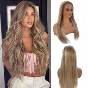 Upgrade - Strawberry Blonde Mixed Platinum Blonde HD Lace Front Human Hair Wigs,13*4 Ombre Highlight Straight Lace Wig 100% Remy Virgin Hair,Pre Plucked with Baby Hair Natural Hairline 150% Density (22 Inch, #8T18/60)