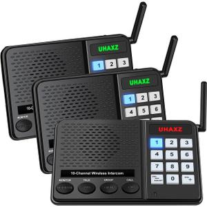 Intercoms Wireless for Home, Long Range Intercom 6000ft, 10 Channel Home Intercom System with Group Call, Clear Sound, Room to Room Intercoms, House Intercom System for Business(3 Packs)