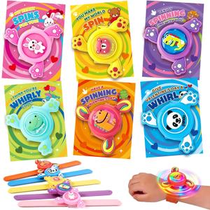 Shyling Valentines Day Gifts for Kids - 24 Pack Valentines Day Cards for Kids School with LED Light Up Fidget Spinner Slap, Valentines Party Favors Glow Toys for Kids Classroom Prize Exchange.