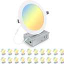 Elaruslux 20 Pack 7 Inch 3CCT Ultra-Thin LED Recessed Light with Junction Box, 3000K/4500K/6000K Selectable, 18W Eqv 125W, Dimmable Canless Downlight, 1600LM High Brightness