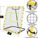 Baseball Rebounder Net - 4x4.5FT Baseball Pitchback Net for Pitching and Fielding Training, Angle Adjust Bounce Back Net