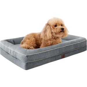 Waterproof Memory Foam Dog Beds for Small Dogs Non-Slip Orthopedic Dog Beds Washable Couch Pet Bed with Removable Cover (Grey, Small)