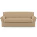 Easy-Going 2 Pieces Microfiber Stretch Sofa Slipcover Spandex Soft Fitted Sofa Couch Cover, Washable Furniture Protector with Elastic Bottom Kids,Pet (Yellow)- Large