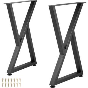 VEVOR Metal Table Legs, 28x18 inch Desk Legs, Set of 2, Heavy Duty Bench Legs, Z Shape Metal Furniture Legs, Wrought Iron Coffee Table Legs, Home DIY for Dining Table w/Rubber Floor Protectors, Matte