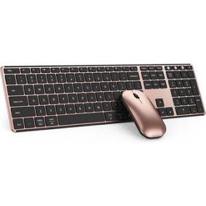 seenda Bluetooth Keyboard and Mouse for Mac, COS500 Multi-Device Rechargeable Keyboard Mouse with Quiet Keys, Full Size Slim Combo Compatible for MacBook Pro/Air, Mac, iPad, iPhone - Grey/Gold