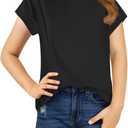 Haloumoning Girls Summer Cap Sleeve Shirts Kids Casual Cute Crewneck Tunic Tops Tees 5-14 Years (7-8 Years, Black)