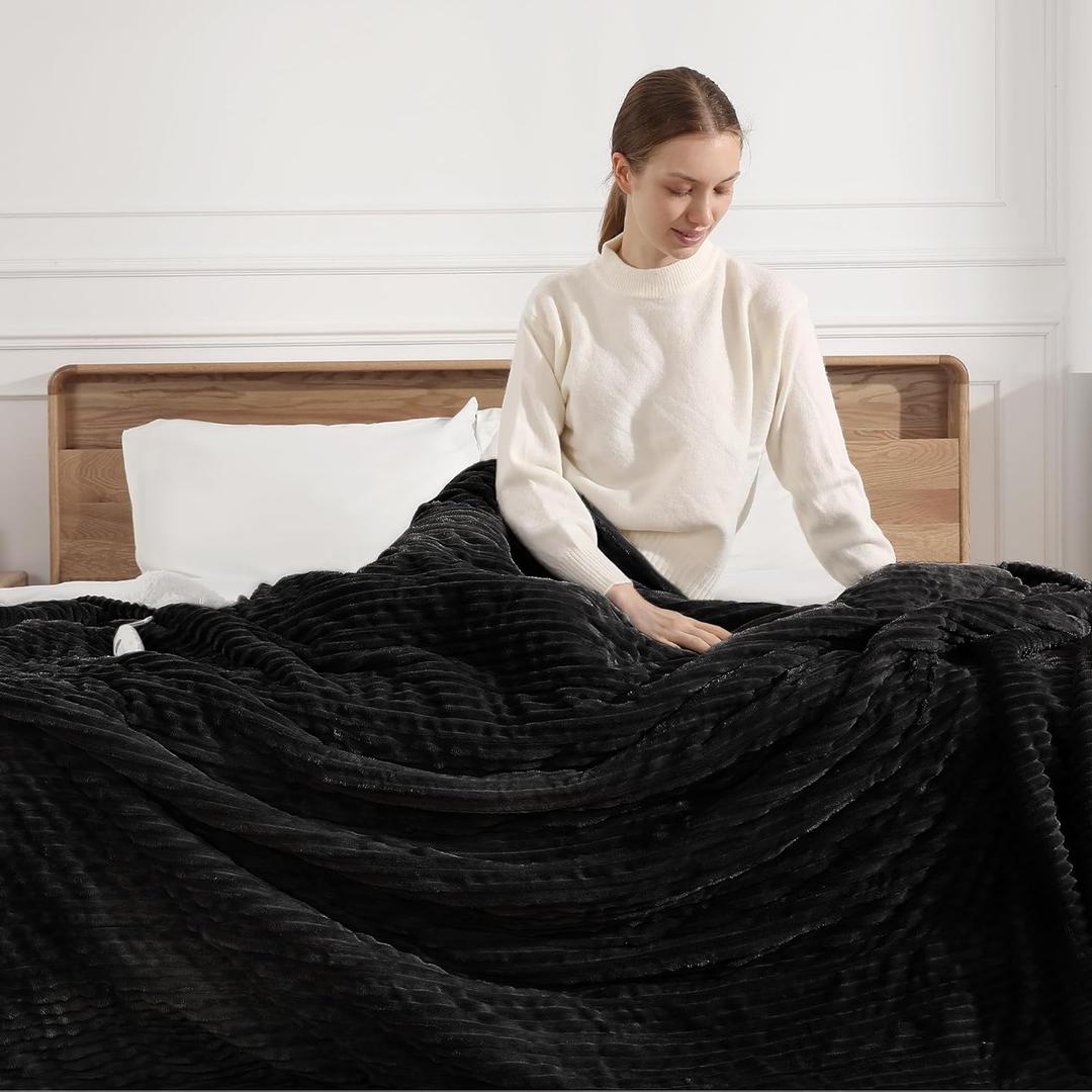 Electric Blanket Twin - 62"x84" Fast Heating Blankets Throw with 5 Heating Levels & 10 Hours Auto Off FCC/ETL Certified Overheat Protection Heated Blanket Twin, Great Gift to Grandma, Charcoal Grey