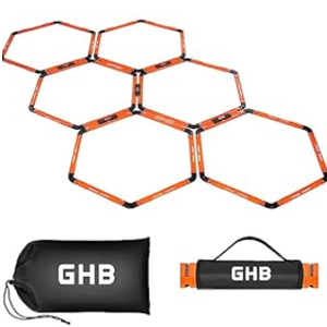 GHB Hex Agility Rings Speed Rings with Carrying Bag 6 Set Portable Hexagon Rings, Agility Ladder for Agility Footwork Training