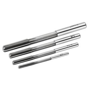 Chucking Reamer Set, 1/8" 3/16" 1/4" 5/16" Reamer, H7 Straight Flutes Lathe Machine Reamer, High Speed Steel Round Shank Milling Cutting Tool Reamer for Bore Machining 4pcs