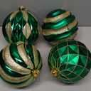 8 inch Extra Large Christmas Ornament Balls, 4 pcs Green and Gold Christmas Ornaments Shatterproof Giant Christmas Balls, Oversized Christmas Tree Baubles for Holiday Party Outdoor Decor