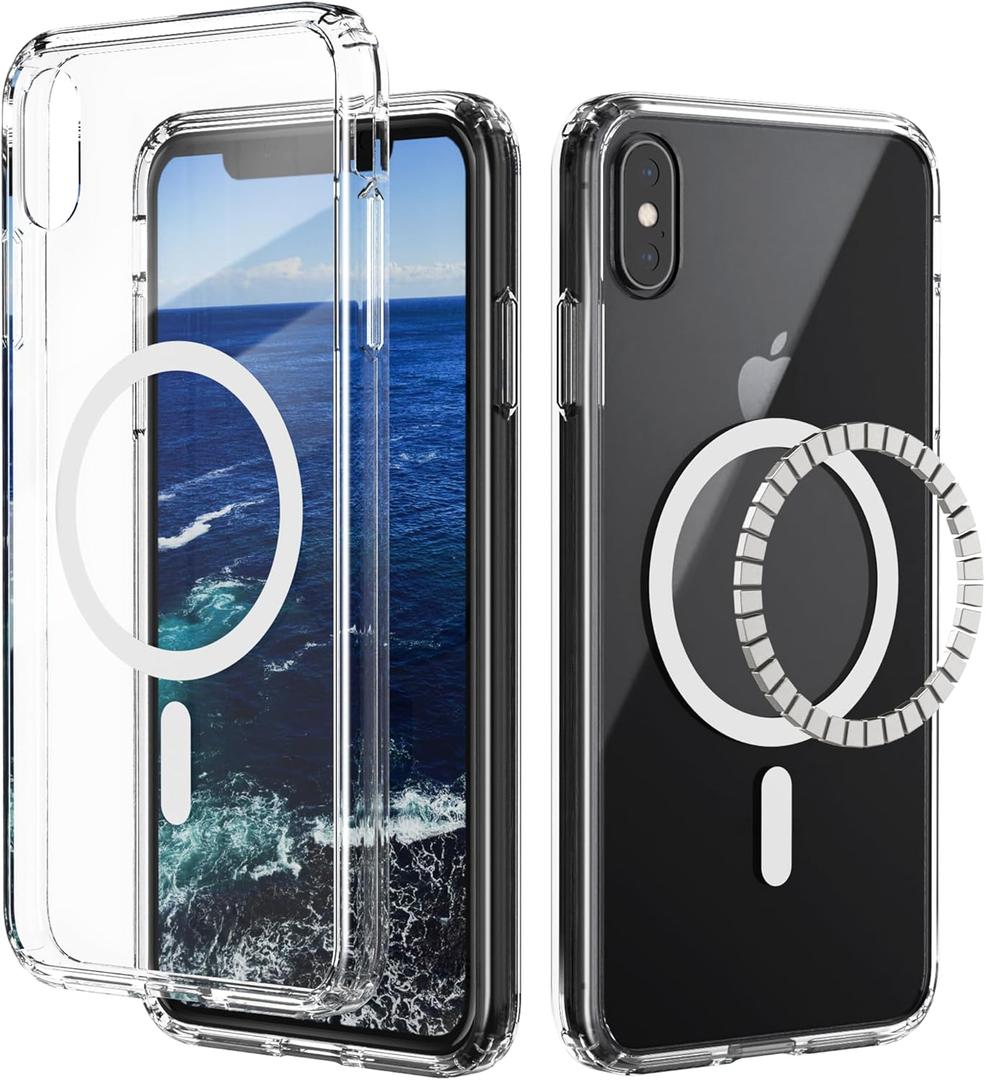 IDweel Magnetic for iPhone Xs Max Case, Compatible with Magsafe, Shockproof Shock Absorption, Slim Fit & Lightweight, Scratch-Resistant Protective Bumper Cover for iPhone Xs Max 6.5",HD Clear