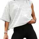 Women's Summer Short Sleeve Crop Tops Casual Basic Cotton Athletic Yoga Running T-Shirts S