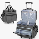 Rolling Teacher Bag with Expandable File Pocket and Detachable Trolley, Teacher Tote Bag with Wheels for up to 15.6 Inches Laptop (Patented Design) (Grey)