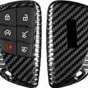 T-carbon Key Fob Cover Compatible with GMC with Key Chain, Real Carbon Fiber Key Fob Protector Compatible with GMC Sierra Yukon Denali, Chevrolet Silverado Suburban Tahoe 2021-2026,Black