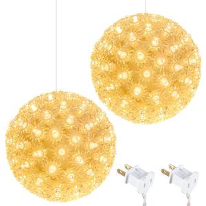 Brightown Outdoor Christmas Decorations-Starlight Sphere, Replaceable Bulbs with Add-On Plug, Lighted Sphere Balls for Trees Party Wedding Patio Indoor Decorations- 2 Pack 6" 100 LED(Warm White)