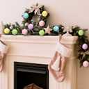 Gejoy 30 Pcs Mini Pastel Christmas Candy Balls 1.57'' Small Pastel Christmas Bulbs Ornaments Shatterproof Macaron Xmas Tree Balls Candy Land Hanging Ornaments Pink Yellow Blue Rainbow Xmas Tree Decor (Glossy)