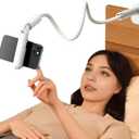 Phone Holder for Bed, Gooseneck Cell Phone Stand with Clamp Mount, 900Rotation Overhead Lazy Bracket with Flexible Long Arm, Compatible with 4.7-7 Inches Cellphone (35.43 Inches Length)