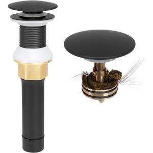 NearMoon Bathroom Sink Drain Without Overflow, 304 Stainless Steel Pop up Drain with Detachable Strainer Basket, Anti-Clogging Hair Catcher Assembly Stopper Vessel Sink (Matte Black)