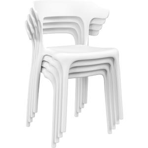 VECELO 4 Pack Plastic Stacking Chairs, Stackable Dining Chairs for Kitchen Restaurant Patio, Portable Indoor Outdoor Use, No Assembly Required, White