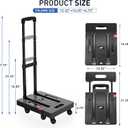 SPACEKEEPER Folding Hand Truck, 500 LB Heavy Duty Luggage Cart, Utility Dolly Platform Cart with 6 Wheels & 2 Elastic Ropes for Luggage, Travel, Moving, Shopping, Office Use, Black