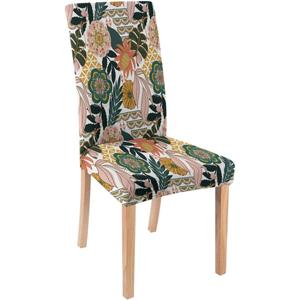 Stretch Parson Chair Slipcovers for Dining Room Set of 2,Boho Tropical Leaves Dining Chair Covers Colorful Jungle Flower Removable Chair Seat Protectors Covers for Kitchen,Wedding,Ceremony