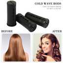 Chuangdi 24 Pcs Hair Perm Rods Plastic Cold Wave Perming Curlers Hair Rollers with Steel Pintail Comb Rat Tail Comb Tools for Hairdressing Styling(Black,1.18 Inches)