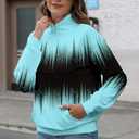 YeGine Womens Sweatshirt Oversized Quarter Zip Pullover Half Zip Long Sleeve Top Blue Print S (S)