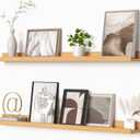 Heimlove Picture Ledge Shelf, Floating Shelves Set of 2, 36 Inches Picture Shelf for Wall with Ledge, Kids Bookshelf Wall Mounted for Living Room Bedroom Decor Books Photo Frames - Natural Oak