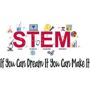 Dream Make It Stem Science Technology Engineering Math Test Tube Lab Study Experiments Atoms Microscope Scienctist Algebra Geometry Holiday Decorating Wall Decal Sticker - Size: 40 in X 20 in