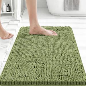 Bcoimo Bathroom Rugs 24x17, Bath Mats for Bathroom Non Slip with Rubber Backing,High Absorbent Microfiber Bath Rugs Quick Drying, Machine Washable, Durable Decor (Sage)