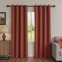 MYSKY HOME Boho Blackout Curtains for Bedroom 84 Inch Long Brick Red Curtains for Living Room Grommet Terracotta Window Drapes Privacy Protect Room Darkening Single Panel Curtain, 52 x 84 Inch