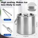 Ice Bucket, 3L Double Wall Insulated Ice Bucket with Lid,Scoop,Tongs- Inner Layer 304 Stainless Steel Ice Container Keep Ice Frozen Longer- Ideal for Cocktail Bar,Parties,Chilling Beer Win