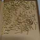 HELIFOUNER 100 Pieces 5# Screw Eyes, Screw in Eye Hooks, Metal Screw Eye Pins Hooks, Brass Plated Steel Screw Eyes, Gold