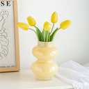 JSPYFITS Glass Hydroponic Flower Vase, Double Balls Colored Glass Bubble Vase for Flower, 7 Inches Glassvase Funky Vase for Home/Office/Weddings/Party Table Flower Décor (Milky Yellow)