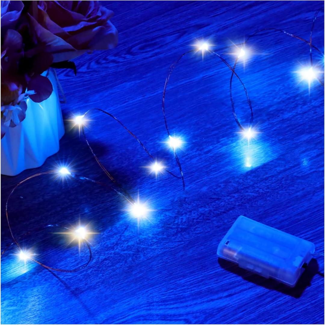 2 x Mikasol Fairy Lights Battery Operated, 1 Pack Mini 3*AAA Battery Powered Copper Wire Led Starry String Lights Firefly Lights for Bedroom, Christmas, Parties, Decoration (5m/16ft Blue) 2 x Mikasol Fairy Lights Battery Operated, 1 Pack Mini 3*AAA Battery Powered Copper Wire Led Starry String Lights Firefly Lights for Bedroom, Christmas, Parties, Decoration (5m/16ft Blue)