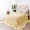Vessia Oversized King Size Light Yellow 3D Jacquard Blanket 10x10, Large Blanket for Family and Friends, Suitable for Couch, Sofa, Bed, Warm and Soft Home Decor for All Seasons(120x120 inches)