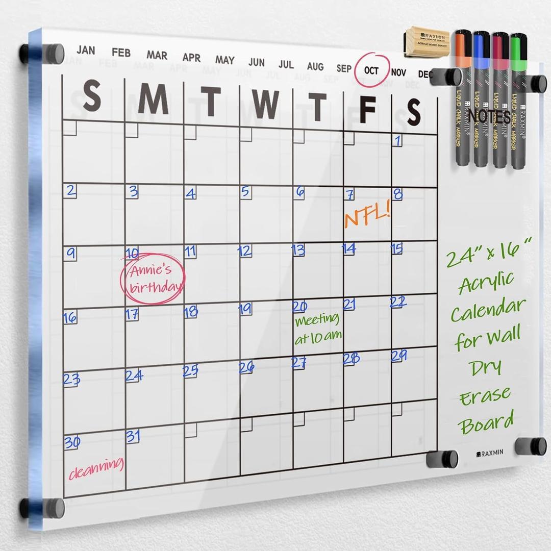 Acrylic Dry Erase Calendar for Wall 23x16 Clear Acrylic Wall Calendar White Board Calendar Home Office