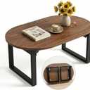 Walnut Folding Low Coffee Table for Small Spaces, Living Room,35inch Brown | No Assembly Required, Supports 240 lbs, Portable,Sturdy & Stable, Water-Resistant, Scratch-Resistant, Easy Storage, low, 35.5"L x 21.7"W x 13.5"H