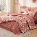 Bedsure Dusty Pink King Comforter Set - 7 Pieces Floral Bedding Sets, King Bed in a Bag with Reversible Botanical Flowers Comforter, Sheets, Pillowcases & Shams