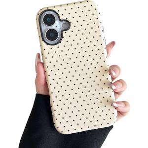 Compatible with iPhone 16 Case, Fashion Cute Polka Dot Pattern Aesthetic Design for Women, Soft TPU and Hard Back Shockproof Phone Case for iPhone 16 6.1 inch, Yellow