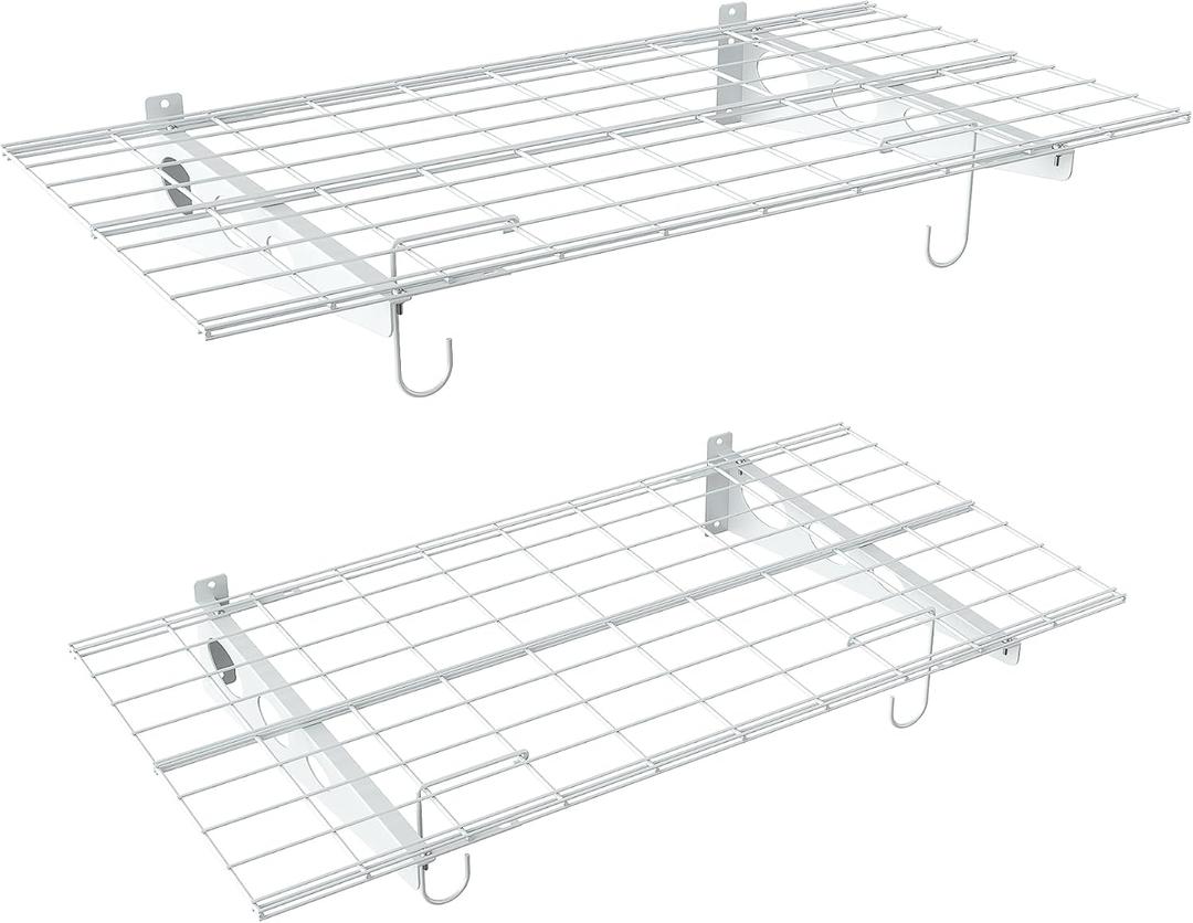 WALMANN 2-Pack Garage Wall Shelves, 2 x 4 ft/24 x 48 in Wall Mounted Storage Shelves for Garage Heavy Duty Floating Shelf for Walls, Holds Up to 220 lbs(White)