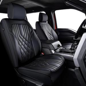 Ram Seat Covers, for 2011-2026 Dodge Ram 1500 2500 3500 Classic Crew Quab Mega Regular Cab, Napa Leather Seat Protector (Front Only, Black 2pcs)