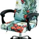 Christmas Office Chair Cover Green,Printed Elk,pinecone,Xmas tree,Snowflake,Jingle bell Stretch Computer Chair Cover Universal Removable Washable Anti-Dust Chair Slipcover with Zipper (M,Christmas-10)