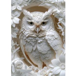 3D Owl Puzzles Paper Cut Art Puzzle 1000 Pieces for Adults, White Bird Jigsaw Puzzle Jungle Animal, Challenging Puzzles Hard Puzzle for Family Decorations