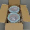 8 PCS Glass Meal Prep Containers with Lids, Airtight 3 Cup Glass Storage Containers Set, Round Deep Soup Containers with Lids for Leftover, Microwave, Dishwasher, and Freezer Safe(4 Sets) (Blue)